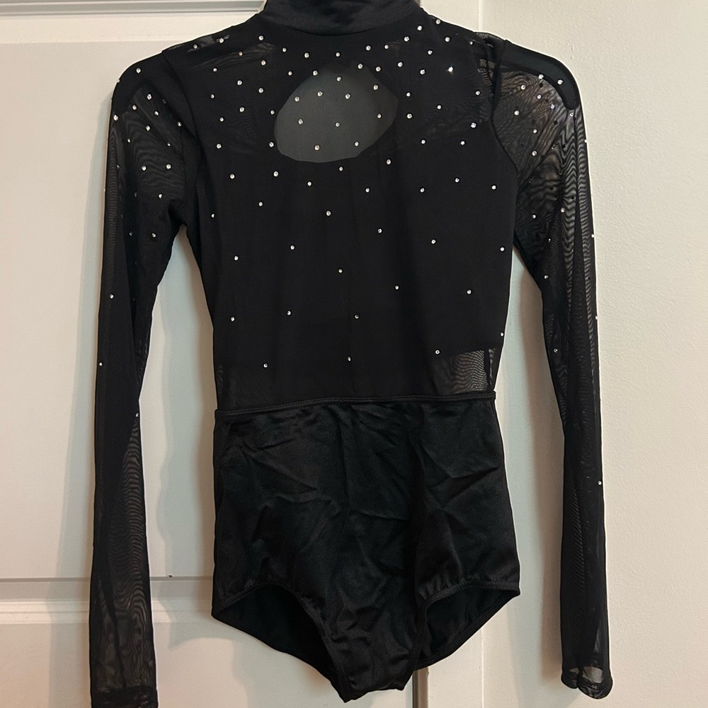 Black Long Sleeve Leotard with Rhinestones DANCE COSTUME